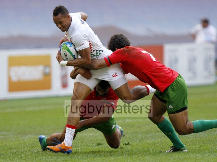 Dan Norton in action in Englands Pool match against Portugal. IRB RWC 7s at Luzhniki Stadium, Moscow, 28th June 2013