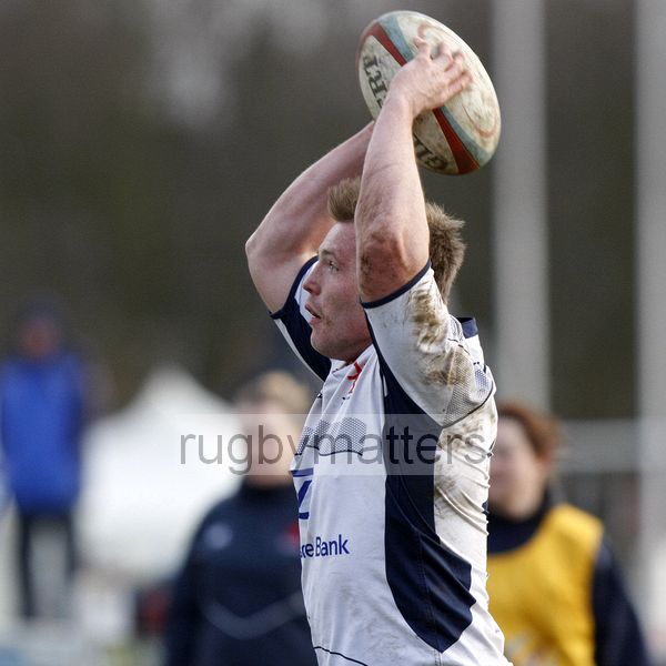 Harry Allen throws the ball into a lineout. Leeds Carnegie v London Scottish at Brantingham Park, Brantingham Road, Brough, East Yorkshire on 10th March 2013 KO 1500.