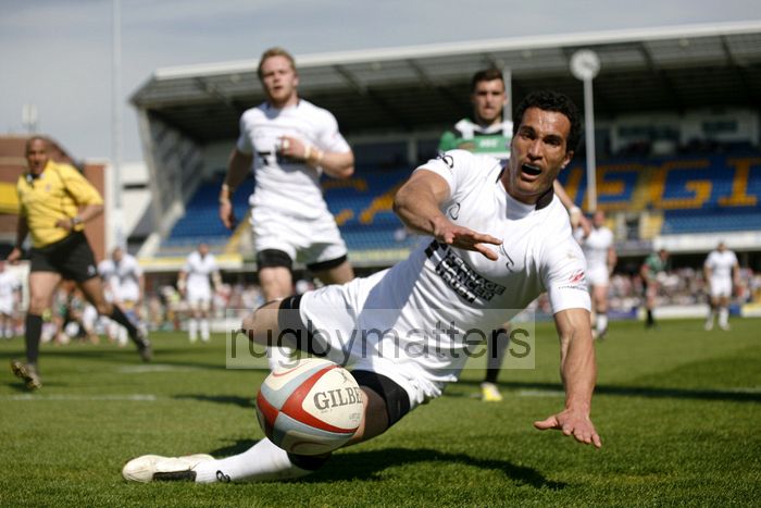 Tane Tu'ipulotu chases a speculative kick to the try line but fails to catch it in time to score. Leeds Carnegie v Newcastle in the first leg of The Championship Play-off Semi-Final. At Headingley Carnegie Stadium, St Michael's Lane, Headingley, Leeds , on 6th May 2013 KO 1515.