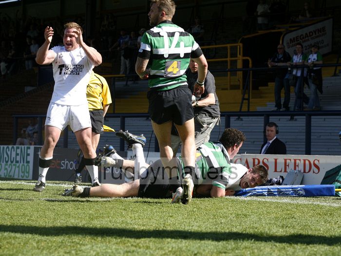 Tane Tu'ipulotu chases a speculative kick to the try line but fails to catch it in time to score. Leeds Carnegie v Newcastle in the first leg of The Championship Play-off Semi-Final. At Headingley Carnegie Stadium, St Michael's Lane, Headingley, Leeds , on 6th May 2013 KO 1515.
