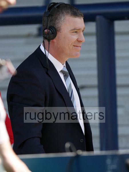 Dean Ryan in between broadcasts for Sky Sports. Leeds Carnegie v Newcastle in the first leg of The Championship Play-off Semi-Final. At Headingley Carnegie Stadium, St Michael's Lane, Headingley, Leeds , on 6th May 2013 KO 1515.