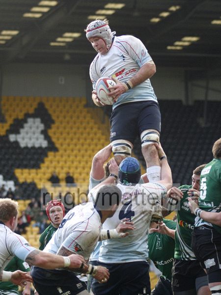 Ben Gulliver takes clean ball from a lineout. Nottingham v Bedford at The County Ground, Nottingham on the 27th January 2013. RFU Championship - Stage 1.