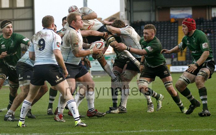 Ricky Reeves receives the ball from the lineout jumper. Nottingham v Bedford at The County Ground, Nottingham on the 27th January 2013. RFU Championship - Stage 1.