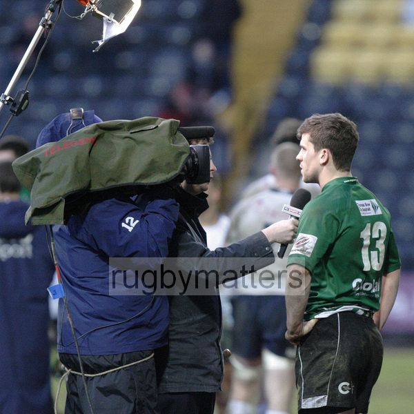 Tim Streather chosen as 'Man of the Match' has a post match interview for Sky Sports TV. Nottingham v Bedford at The County Ground, Nottingham on the 27th January 2013. RFU Championship - Stage 1.