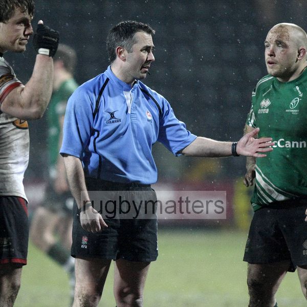 Referee Steve Lee in action after calling a scrum. Nottingham v Newcastle at Meadow Lane Stadium, Meadow Lane, Nottingham, on 22nd March 2013 KO 1945.