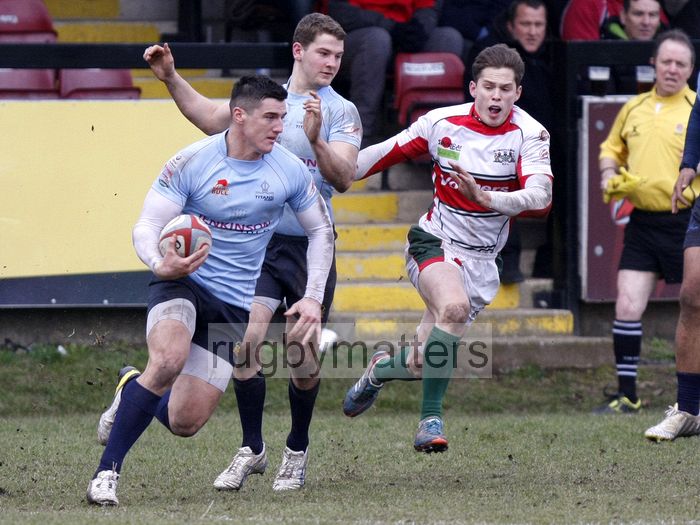 Peter Homan in action. Rotherham Titans v Plymouth Albion at Clifton Lane, Rotherham on 9th February 2013. KO 1430. RFU Championship - Stage 1.