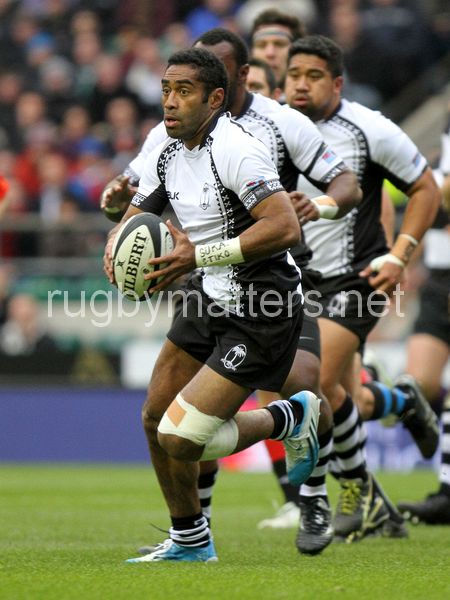 Aseli Tikoirotuma in action. Barbarians v Fiji at Twickenham Stadium, Twickenham, London, England on 30th November 2013 ko 1430