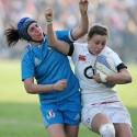 Natasha Brennan in action. Italy Women v England Women at Stadio Giulio e Silvio Pagani, Rovato, Italy on 16th March 2014 ko 1500
