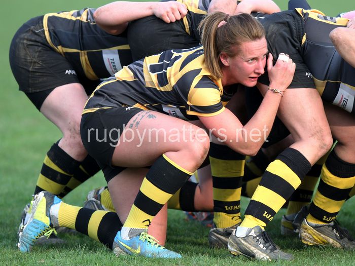 Louise Meadows in action. Richmond Ladies v Wasps Ladies, Cup Finals Day at Cooke Fields, Lichfield RFC, Lichfield on 28th March 2014