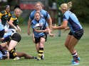 Tina Lee in action. Nomads v South Africa, Twyford Avenue, London, England on 1st July 2014, ko 1400