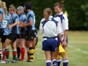 Assistant referees Clare Daniels and Maria Beatrice Benvenuti. Nomads v South Africa, Twyford Avenue, London, England on 1st July 2014, ko 1400