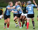 Lucy Nye in action. Nomads v South Africa, Twyford Avenue, London, England on 1st July 2014, ko 1400