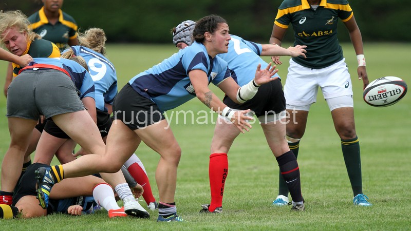 Lisa Campbell in action. Nomads v South Africa, Twyford Avenue, London, England on 1st July 2014, ko 1400
