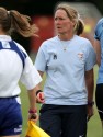 Nomads Head Coach Giselle Mather on the touchline. Nomads v South Africa, Twyford Avenue, London, England on 1st July 2014, ko 1400