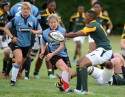 Tina Lee In action. Nomads v South Africa, Twyford Avenue, London, England on 1st July 2014, ko 1400