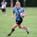 Tina Lee In action. Nomads v South Africa, Twyford Avenue, London, England on 1st July 2014, ko 1400