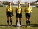 The Match Officials during the Anthems. U20 England Women v U20 France Women at Esher Rugby Club, Moseley, England on 22nd February 2014 ko 1400