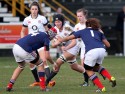 Lucie Wood in action. U20 England Women v U20 France Women at Esher Rugby Club, Moseley, England on 22nd February 2014 ko 1400