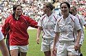 Triumphant England leave the pitch after defeating New Zealand at the London Emirates 7s