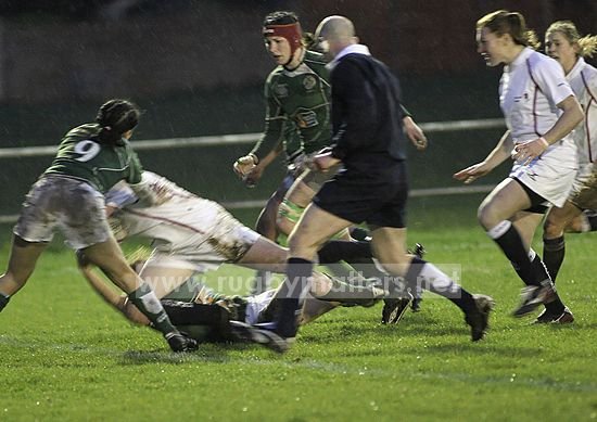 England v Ireland: London Irish RFC, 15th March 2008\nSarah Beale crashes over for England's crucial second try