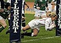 England v Ireland: London Irish RFC, 15th March 2008\nClaire Allan crashes over for England's opening try