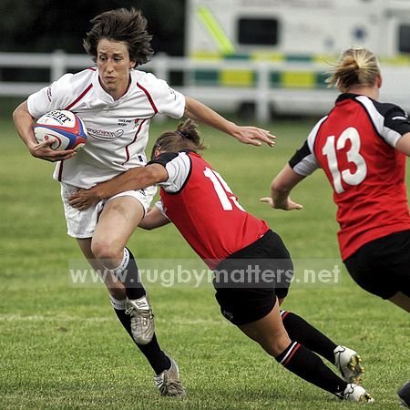Esher RC 29/08/08: England winger, Kat Merchant in action for England against Canada