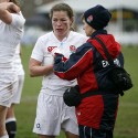 Emma Croker gets some ice from team Doctor Harriet Collins. England Women v Scotland Women at Esher RFC on 2nd February 2013.