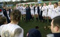 Post match huddle, what on earth was being said? England Women v Scotland Women at Esher RFC on 2nd February 2013.