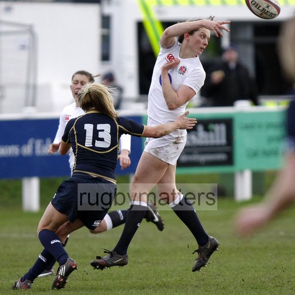 Jo McGilchrist in action. England Women v Scotland Women at Esher RFC on 2nd February 2013.