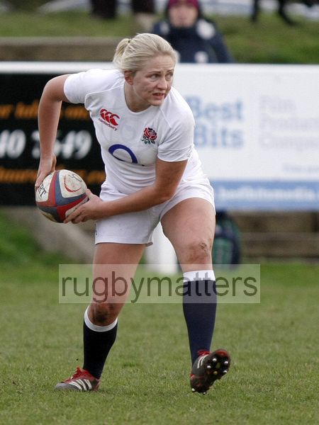 Ceri Large in action. England Women v Scotland Women at Esher RFC on 2nd February 2013.