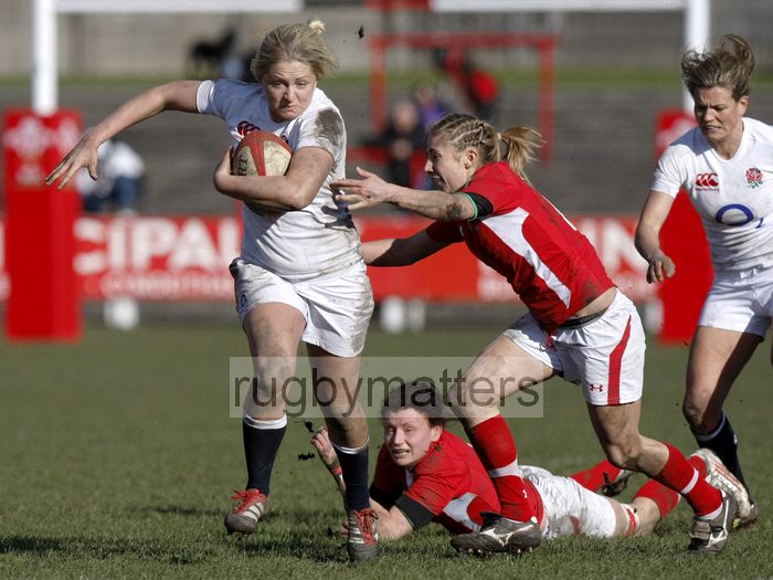 Ceri Large on the charge. Wales Women v England Women at Talbot Athletic Ground, Manor Street, Port Talbot, West Glamorgan, Wales on 17th March 2013 KO 1430