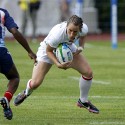 Kat Merchant in action for England against France. IRB RWC 7s at Luzhniki Stadium, Moscow, 29th June 2013