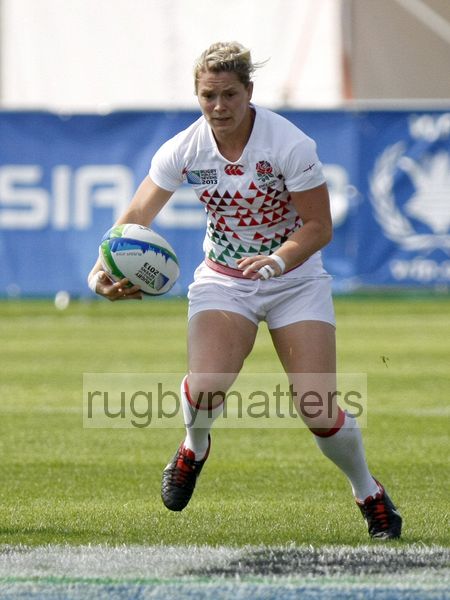 Rachael Burfod in action for England in their first pool (D) match against France. IRB RWC 7s at Luzhniki Stadium, Moscow, 29th June 2013