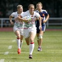 Kat Merchant in action for England against France. IRB RWC 7s at Luzhniki Stadium, Moscow, 29th June 2013