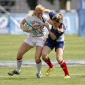 Michaela Staniford in action for England against France. IRB RWC 7s at Luzhniki Stadium, Moscow, 29th June 2013