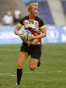 Michaela Staniford in action for England against Russia. IRB RWC 7s at Luzhniki Stadium, Moscow, 29th June 2013