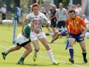 Jo Watmore in action in the Plate Semi Final against Ireland. IRB RWC 7s at Luzhniki Stadium, Moscow, 30th June 2013