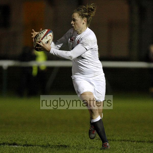 Amber Reed in action. England v New Zealand in Autumn International Series at Army Rugby Stadium, Aldershot, 27th November 2012.