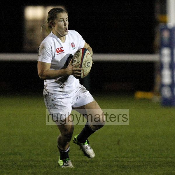 Marlie Packer in action. England v New Zealand in Autumn International Series at Army Rugby Stadium, Aldershot, 27th November 2012.