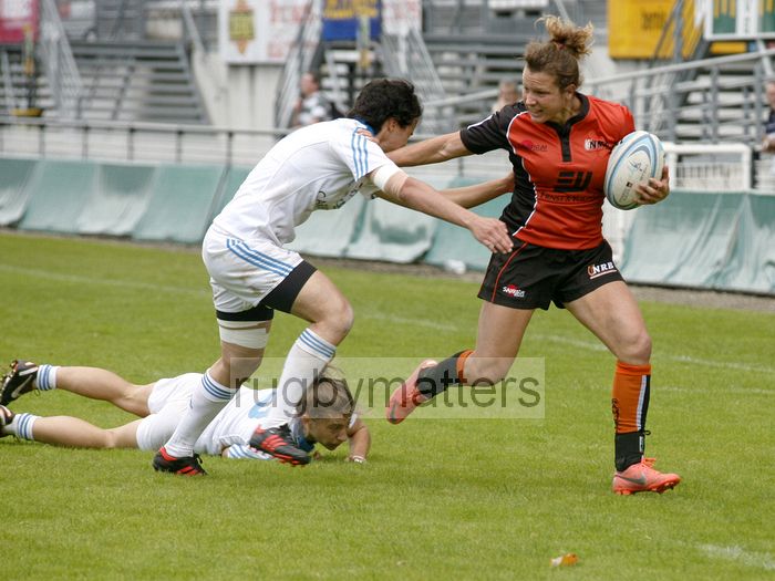 Pien Selbeck in action for Netherlands. FIRA-AER Womens Grand Prix 7s at Stadium Municipal,  Brive, 2nd June 2013.