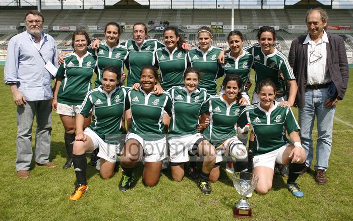 Portugal after winning the Bowl Final. FIRA-AER Womens Grand Prix 7s at Stadium Municipal,  Brive, 2nd June 2013.
