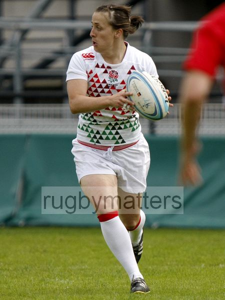 Katie McLean in action for England. FIRA-AER Womens Grand Prix 7s at Stadium Municipal,  Brive, 2nd June 2013.