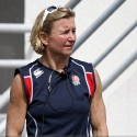 England Assistant Coach Susie Appleby watches the action. FIRA-AER Womens Grand Prix 7s at Stadium Municipal,  Brive, 2nd June 2013.