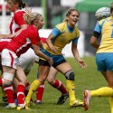 Maryna Liakhor in action for Ukraine. FIRA-AER Womens Grand Prix 7s at Stadium Municipal,  Brive, 2nd June 2013.