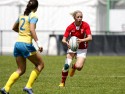 Elinor Snowsill in action for Wales. FIRA-AER Womens Grand Prix 7s at Stadium Municipal,  Brive, 2nd June 2013.