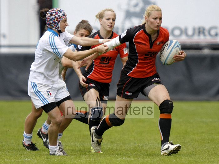 Kelly van Harskamp in action for Netherlands. FIRA-AER Womens Grand Prix 7s at Stadium Municipal,  Brive, 2nd June 2013.