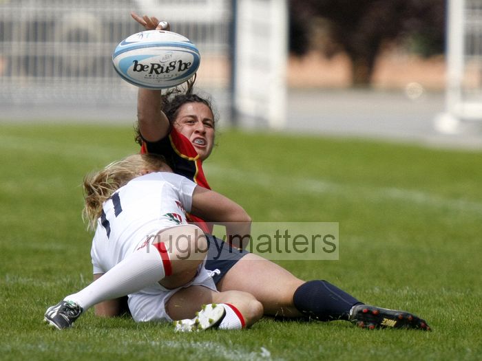 Elisabet Martinez in action for Spain. FIRA-AER Womens Grand Prix 7s at Stadium Municipal,  Brive, 2nd June 2013.