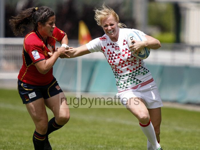 Michaela Staniford in action for England. FIRA-AER Womens Grand Prix 7s at Stadium Municipal,  Brive, 2nd June 2013.