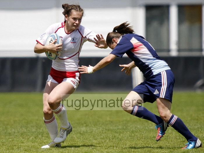 Anna Malygina in action for Russia. FIRA-AER Womens Grand Prix 7s at Stadium Municipal,  Brive, 2nd June 2013.