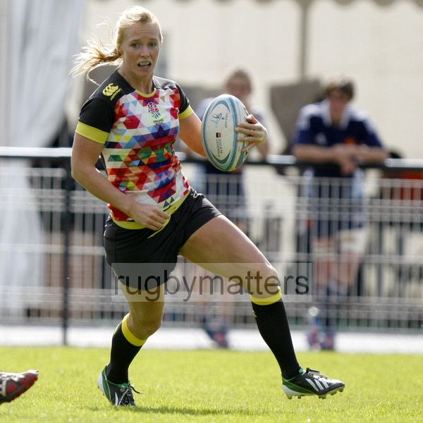 Michaela Staniford in action for England. FIRA-AER Womens Grand Prix 7s at Stadium Municipal,  Brive, 2nd June 2013.